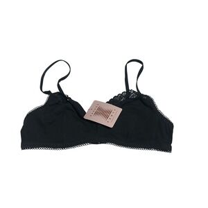 NWT Savage X Fenty Black Lace Trim Bralette Medium Cotton Blend Adjustable Strap